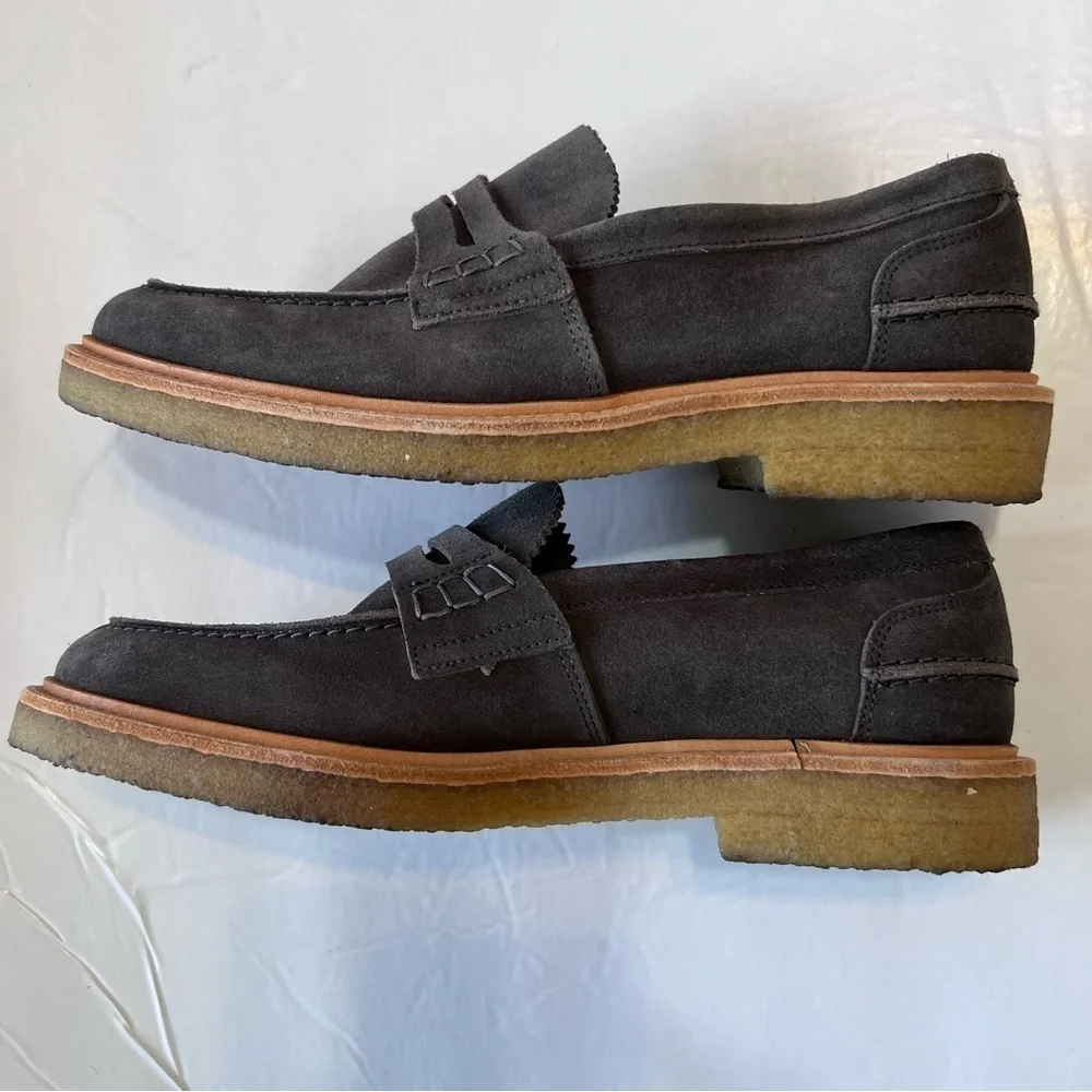 EUC Mens AQUATALIA Ulrich Weatherproof Suede Penny Loafer Fog Size 7.5